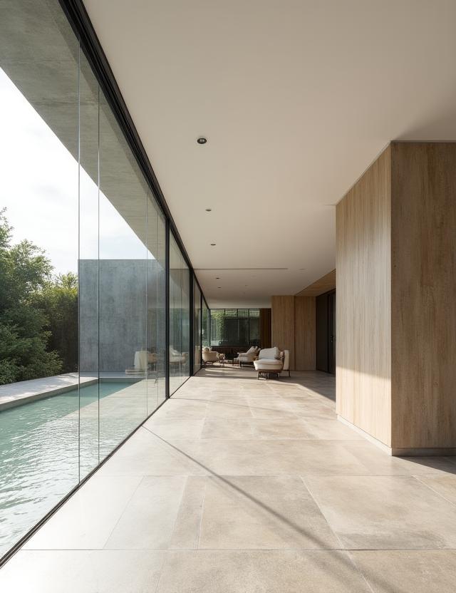 Villa moderna con ampio uso di materiali naturali presso l'Olgiata